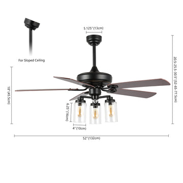 Lucas 52" Rustic Industrial Iron/Wood/Seeded Glass Mobile-App/Remote-Controlled LED Ceiling Fan - JONATHAN Y